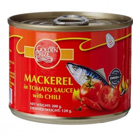 Golden Prize Mackerel In Tomato Sauce With Chilli  Tin  200 grams